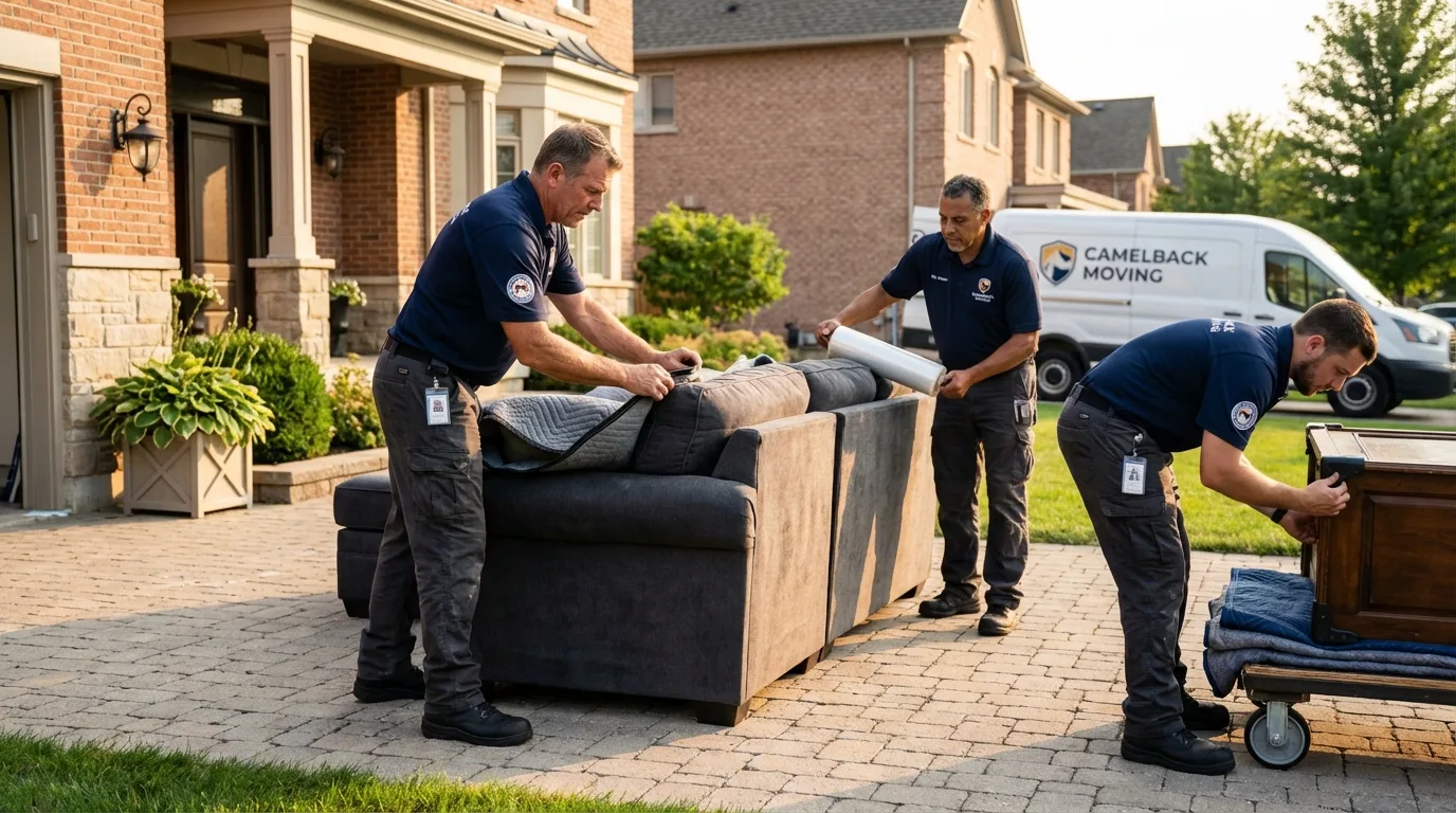 Large estate moving crew wrapping furniture in Laurel, MD