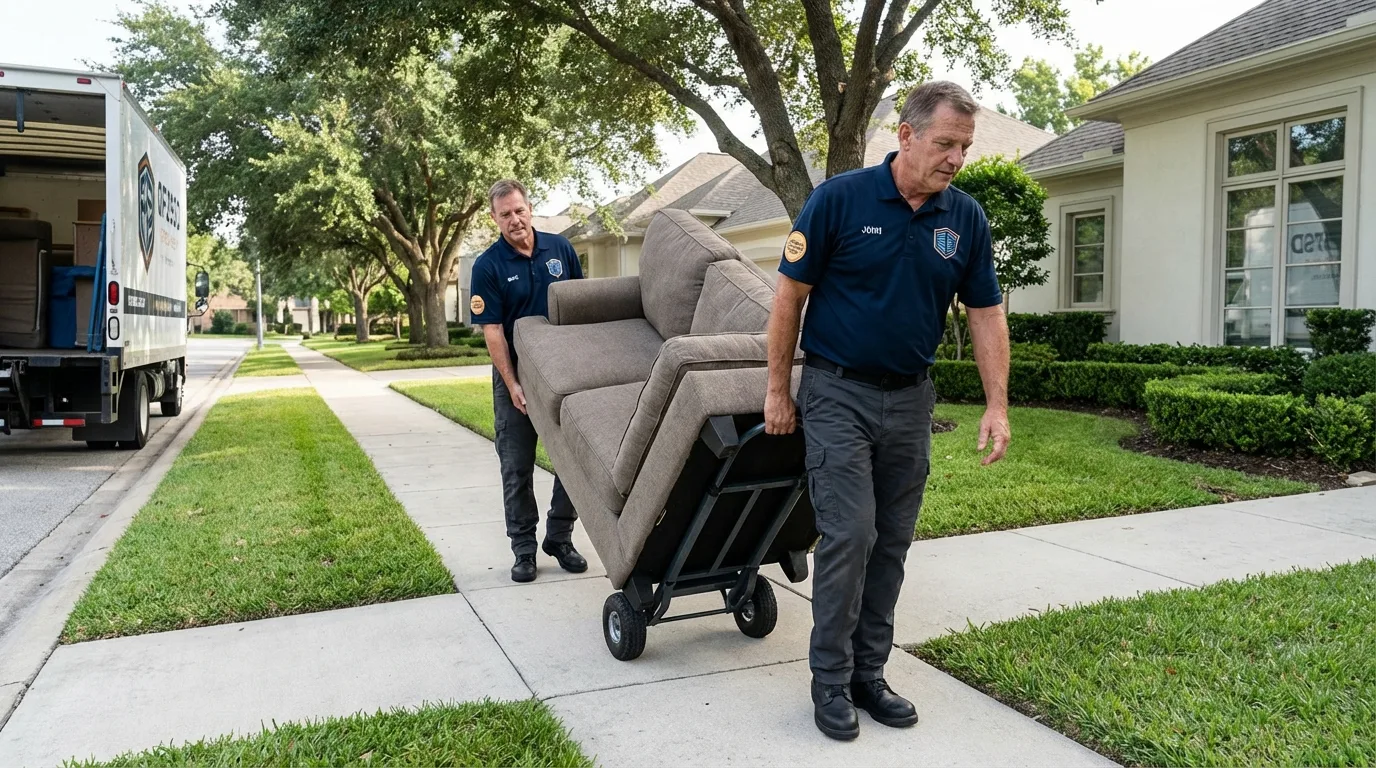 Local residential moving crew loading furniture in Laurel, MD